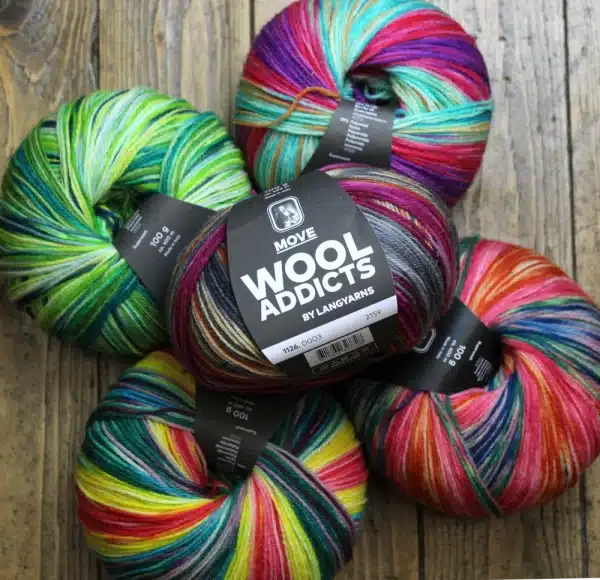 Pelote de Move, laine à chaussettes d'épaisseur fingering de la marque Wool Addicts (Lang Yarns)