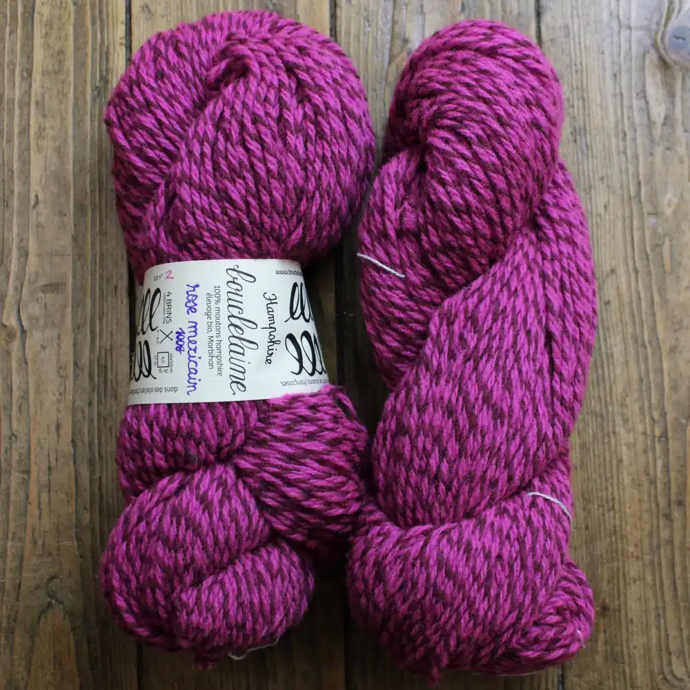 Laine mohair soie. colori mauve Aiguilles: 2,5mm.